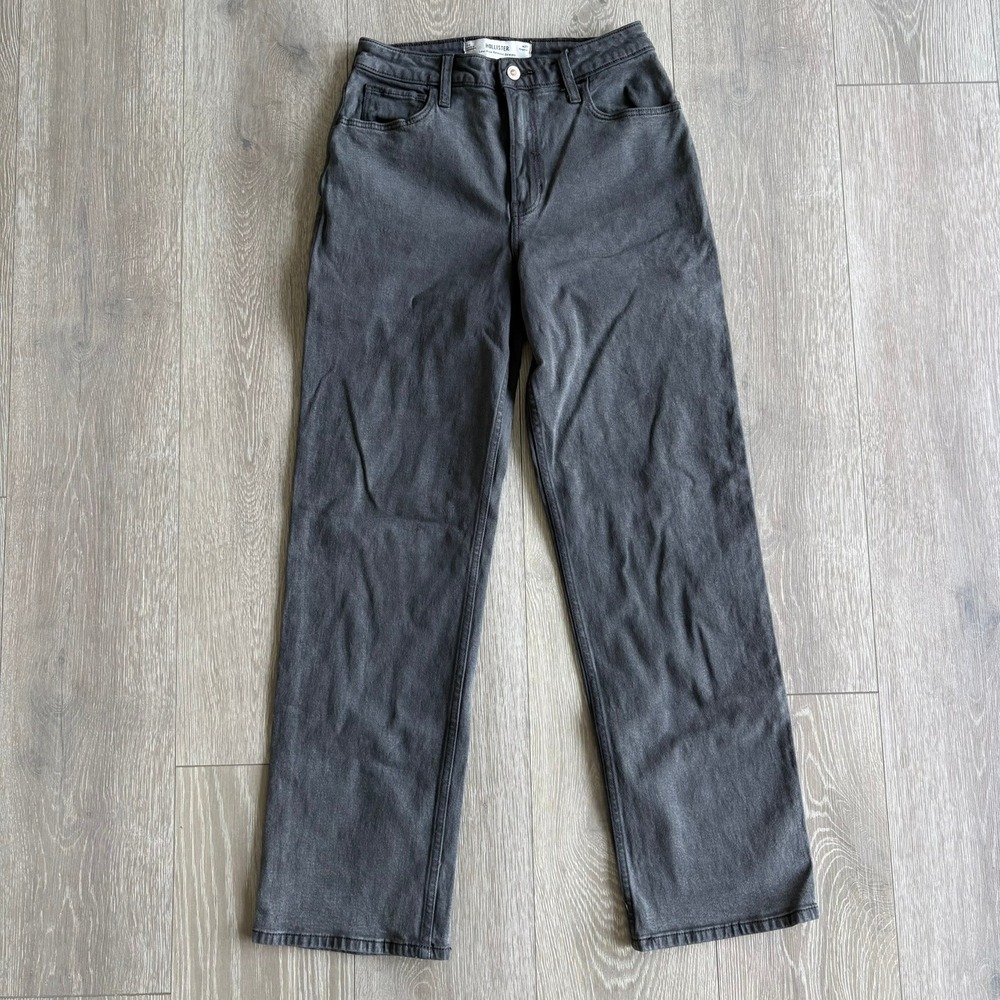 Hollister Low-Rise Relaxed Straight Jeans W27 4R Washed‎ Grey Denim